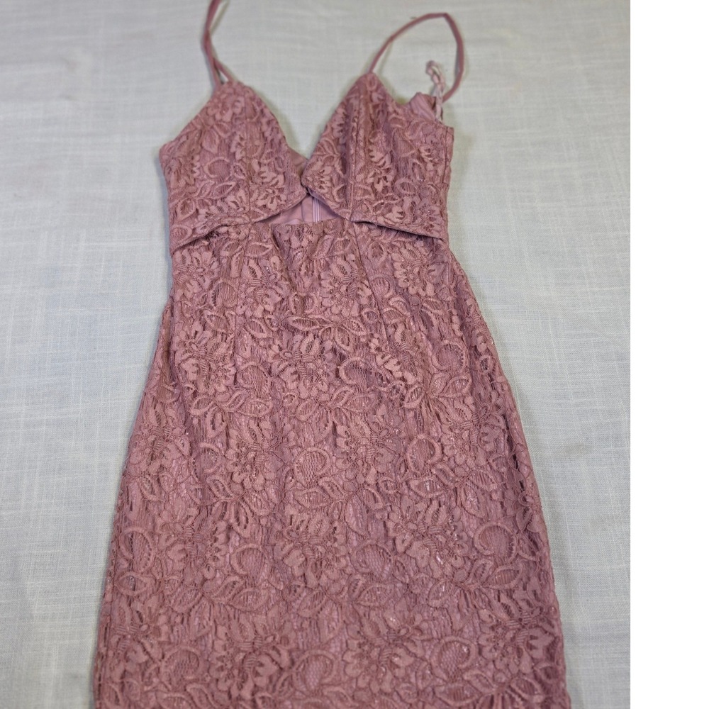 Line + Dot Dusty Rose Pink Floral Lace Cutout Mini Dress LD3830A Small